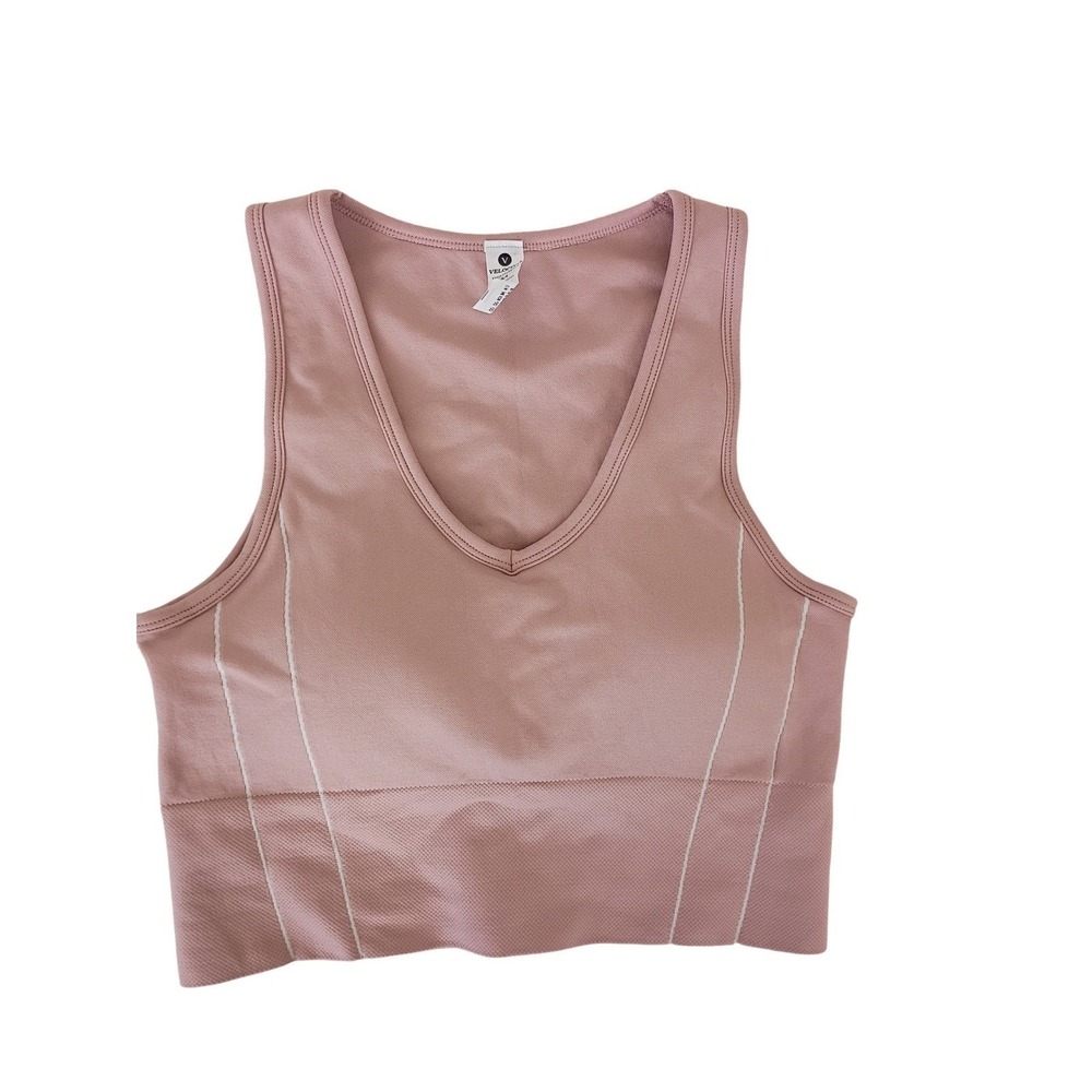 VELOCITY Seamless Ribbed Workout Activewear Bra Tank Top Dusty Rose Size Medium
